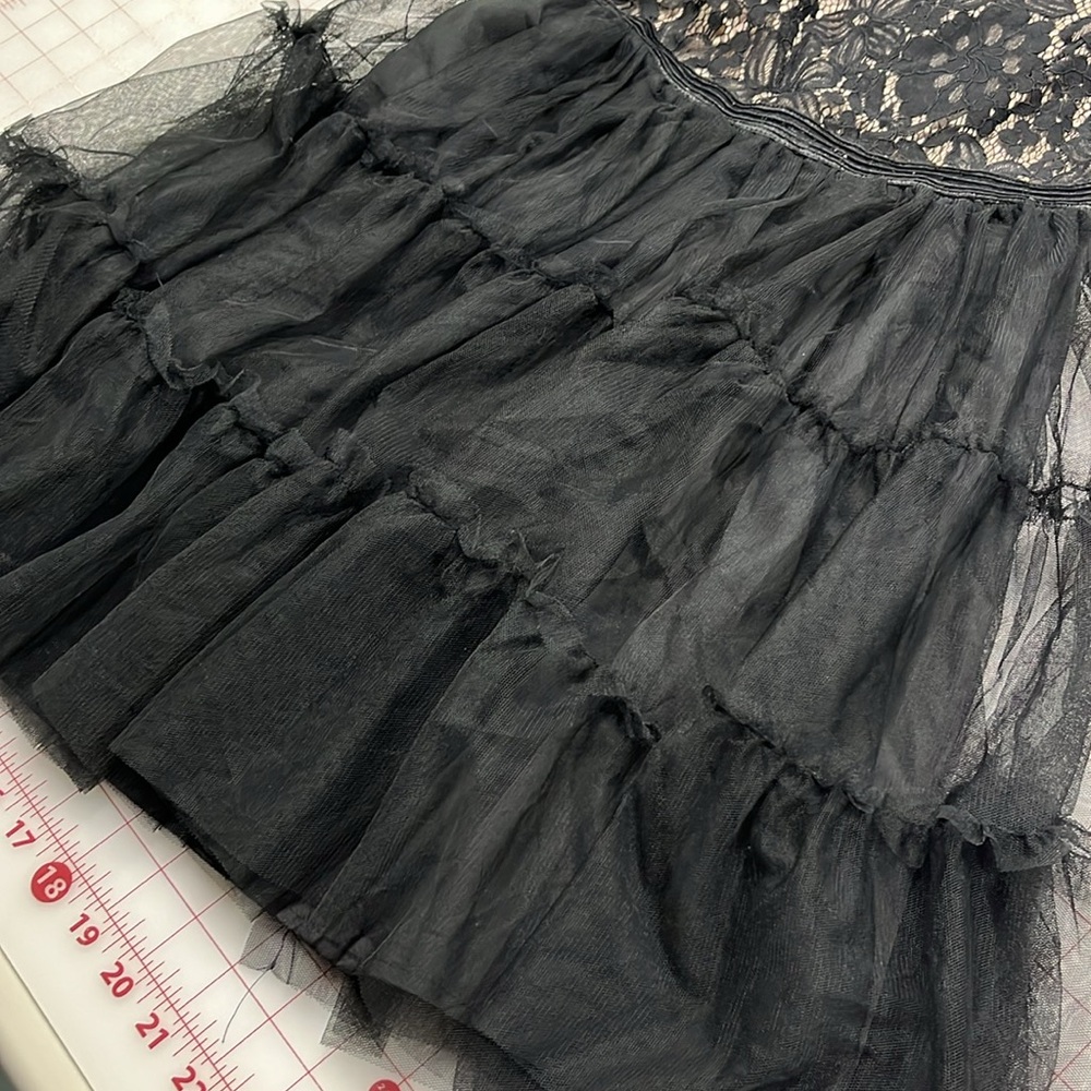 INA NWT Lace Ruffle Tulle Long SLV Hi Neck Black Cocktail Party Guest Dress SZ S - Picture 6 of 16